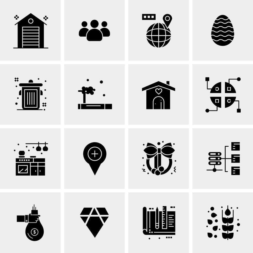 16 iconos de negocios universales vector ilustración de icono creativo para usar en proyectos relacionados con la web y dispositivos móviles