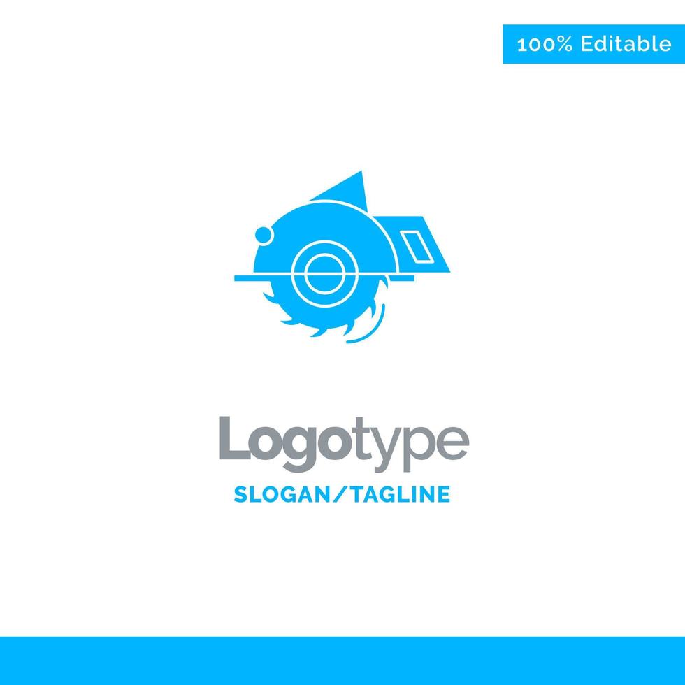 Saw Building Circular Saw Construction Repair Blue Solid Logo Template Place for Tagline vector