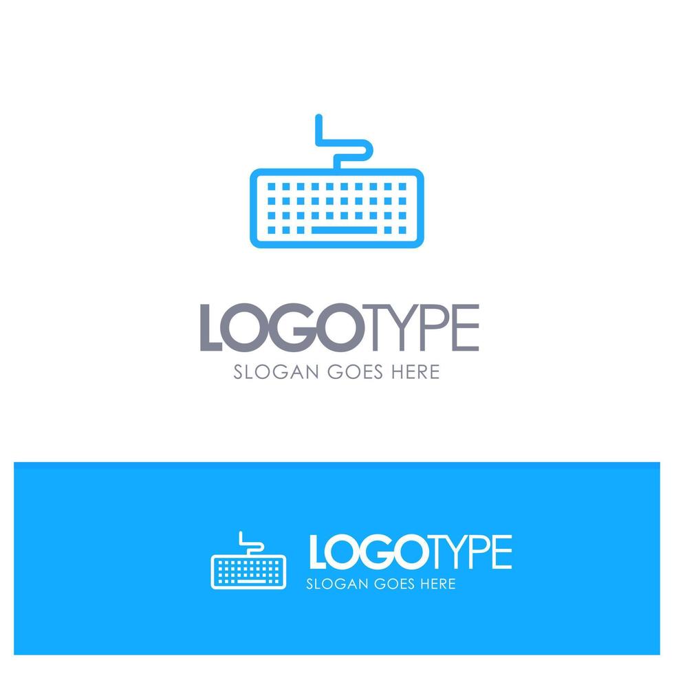 Key Keyboard Hardware Education Blue Logo Line Style vector