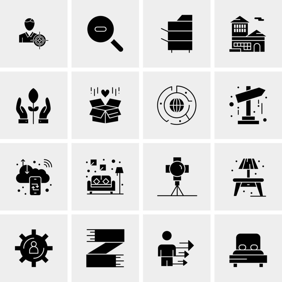 16 iconos de negocios universales vector ilustración de icono creativo para usar en proyectos relacionados con la web y dispositivos móviles