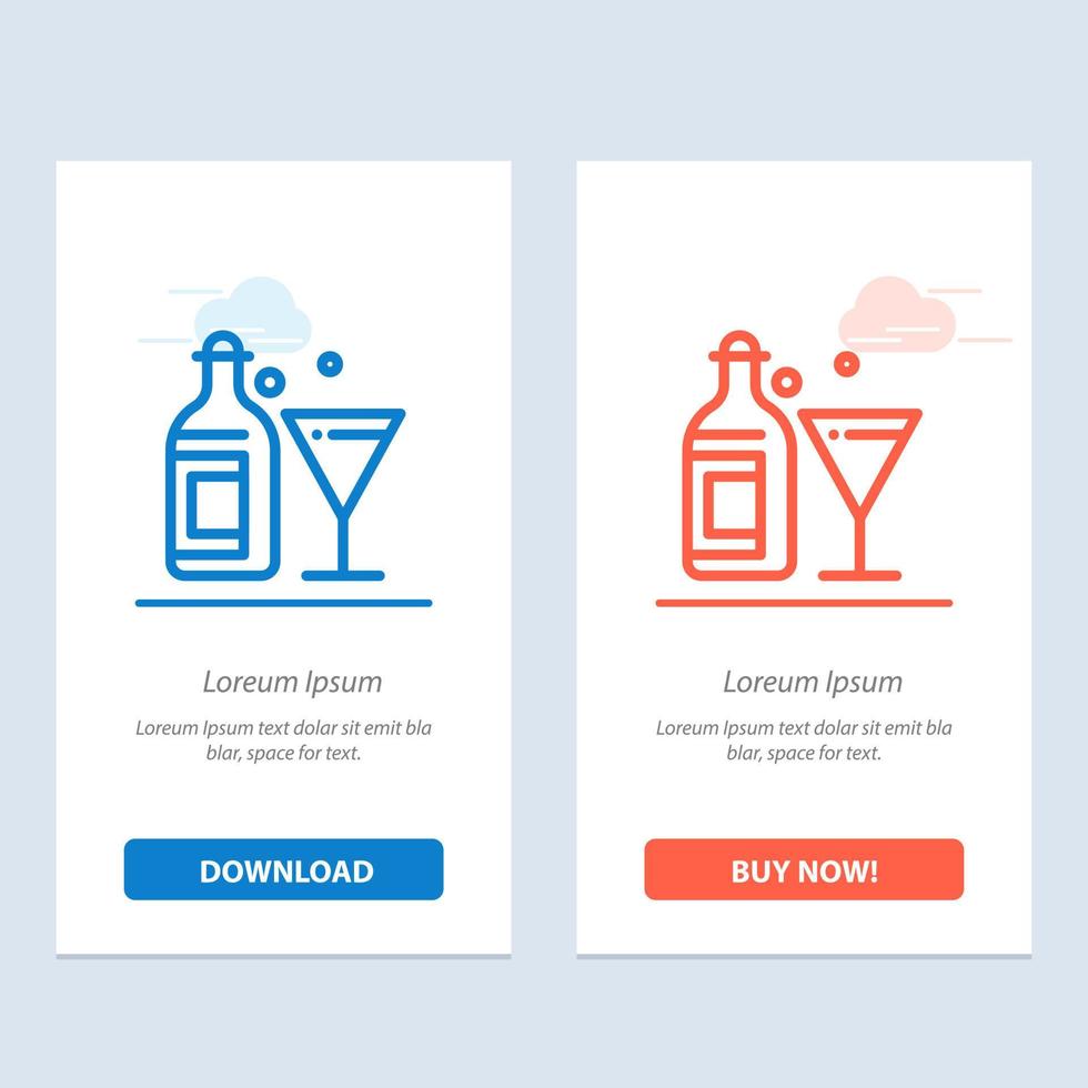 Glass Drink Bottle Wine  Blue and Red Download and Buy Now web Widget Card Template vector