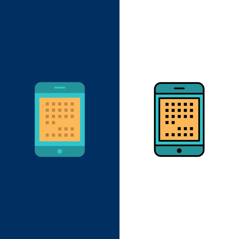 Phone Computer Device Digital Ipad Mobile  Icons Flat and Line Filled Icon Set Vector Blue Background