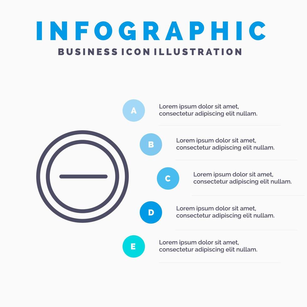 interfaz menos icono de línea de usuario con fondo de infografía de presentación de 5 pasos vector