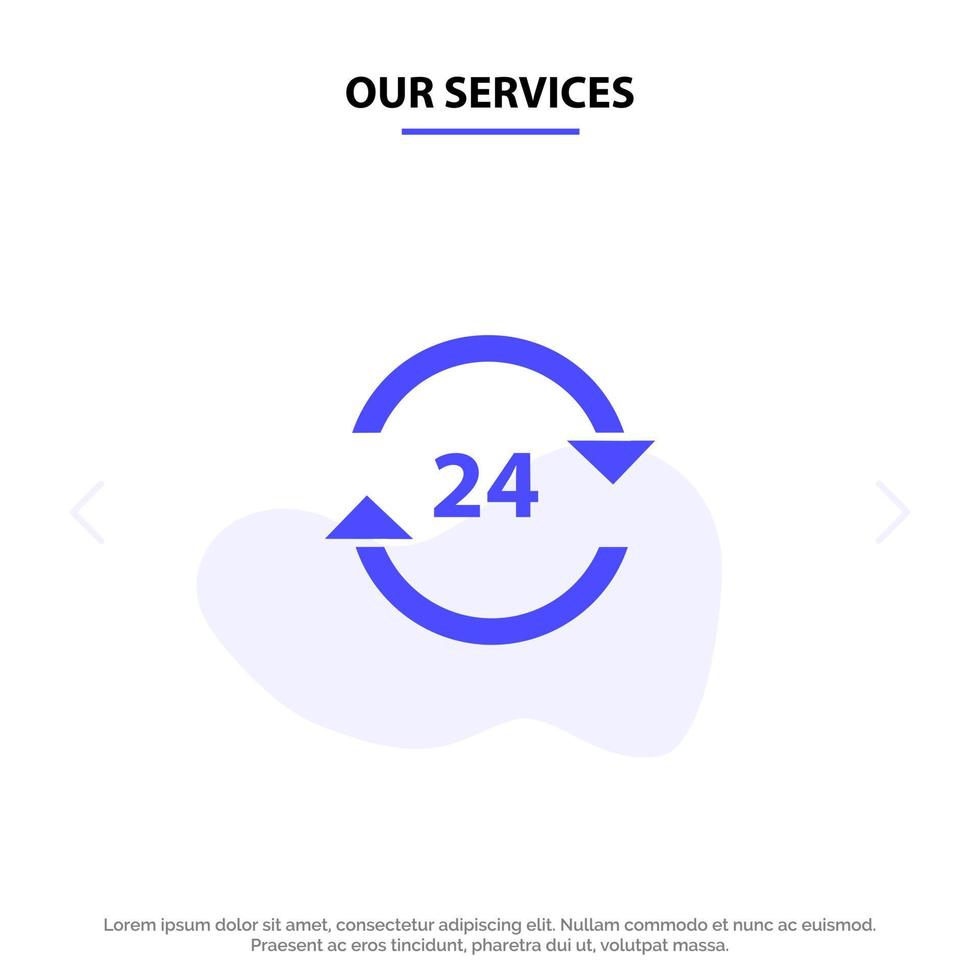 Our Services Concierge Hotel None Round The Clock Service Stop Solid Glyph Icon Web card Template vector