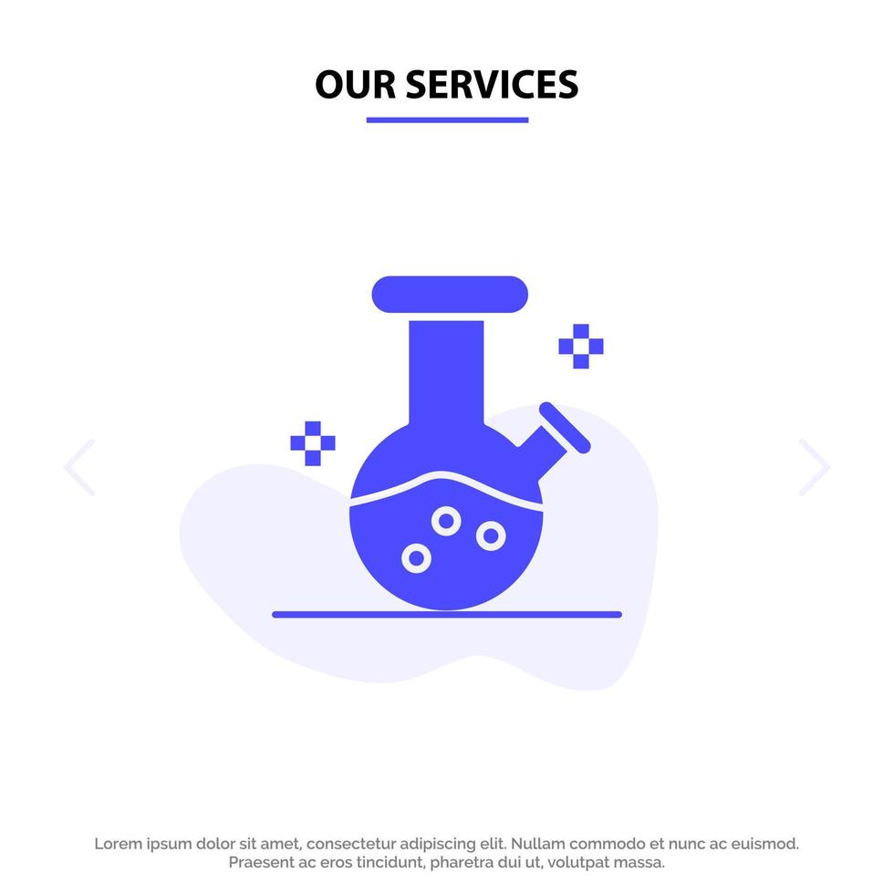 Our Services Demo flask Lab Potion Solid Glyph Icon Web card Template vector