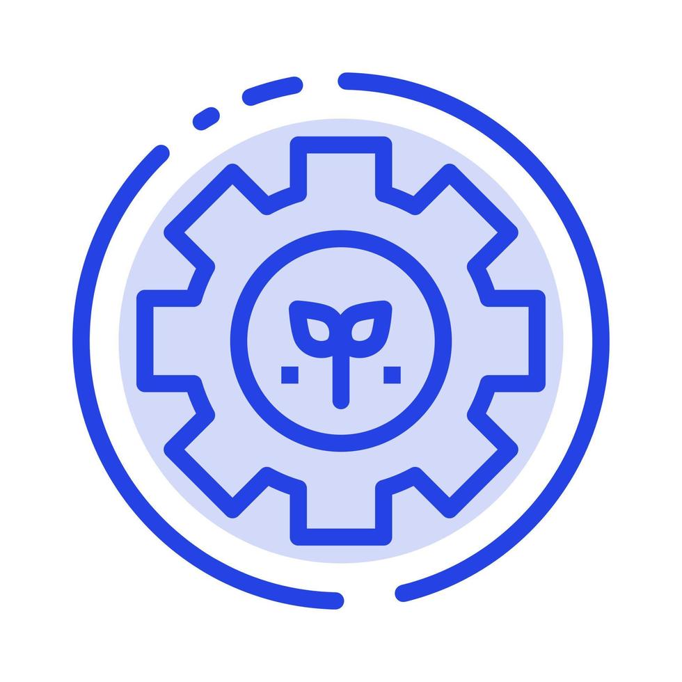 Environment Plant Gear Setting Blue Dotted Line Line Icon vector