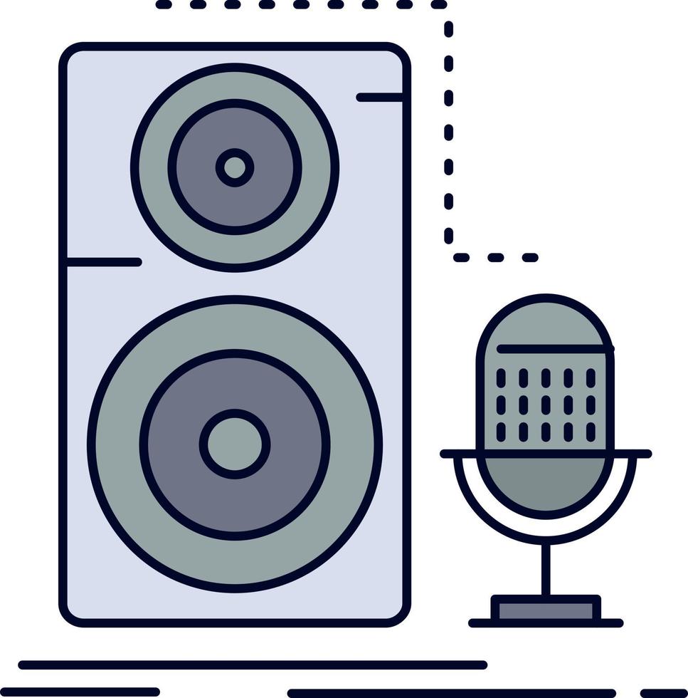 Live mic microphone record sound Flat Color Icon Vector