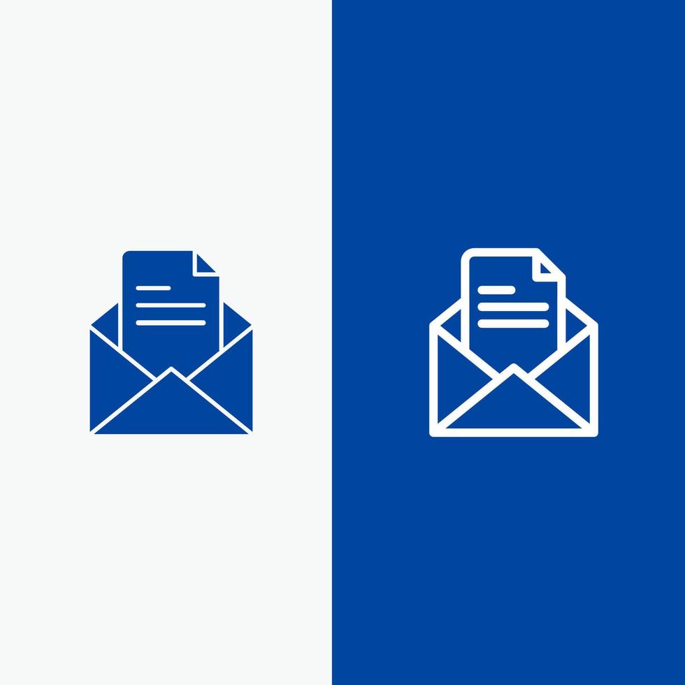 correo de texto oficina línea de lápiz y glifo icono sólido banner azul línea y glifo icono sólido banner azul vector