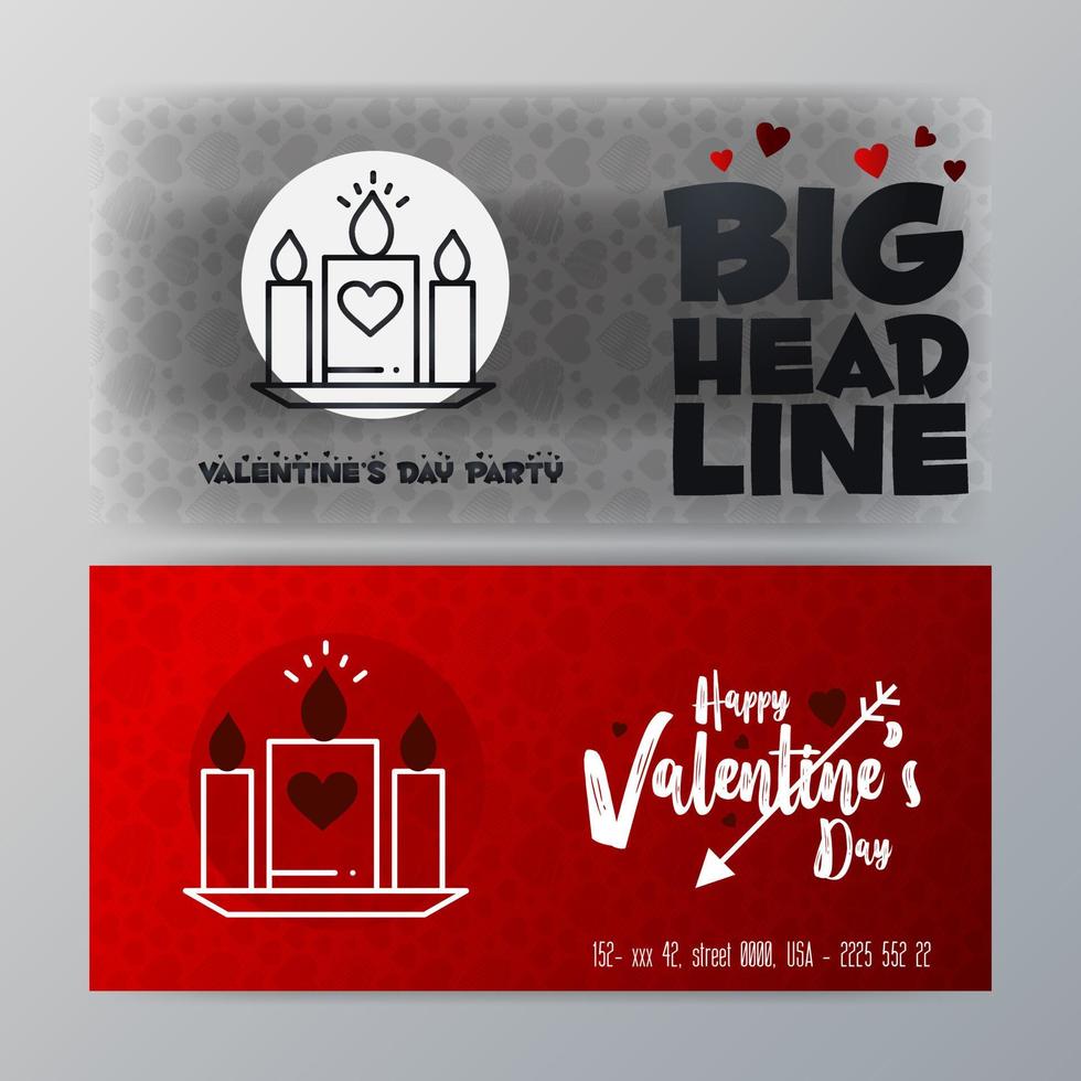 Valentines Day Big Banner Template Red Background vector
