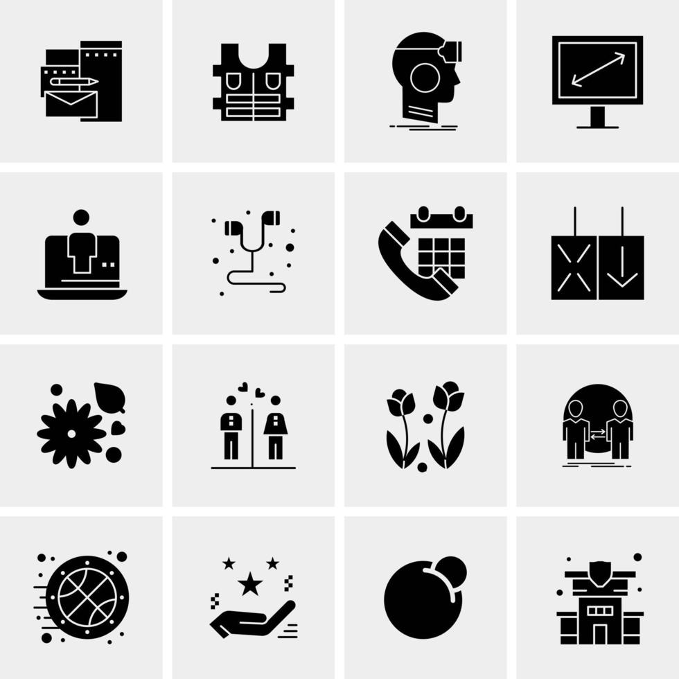 16 iconos de negocios universales vector ilustración de icono creativo para usar en proyectos relacionados con la web y dispositivos móviles