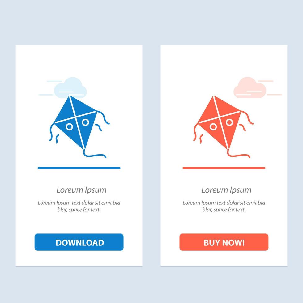 Kite Festival Flying  Blue and Red Download and Buy Now web Widget Card Template vector