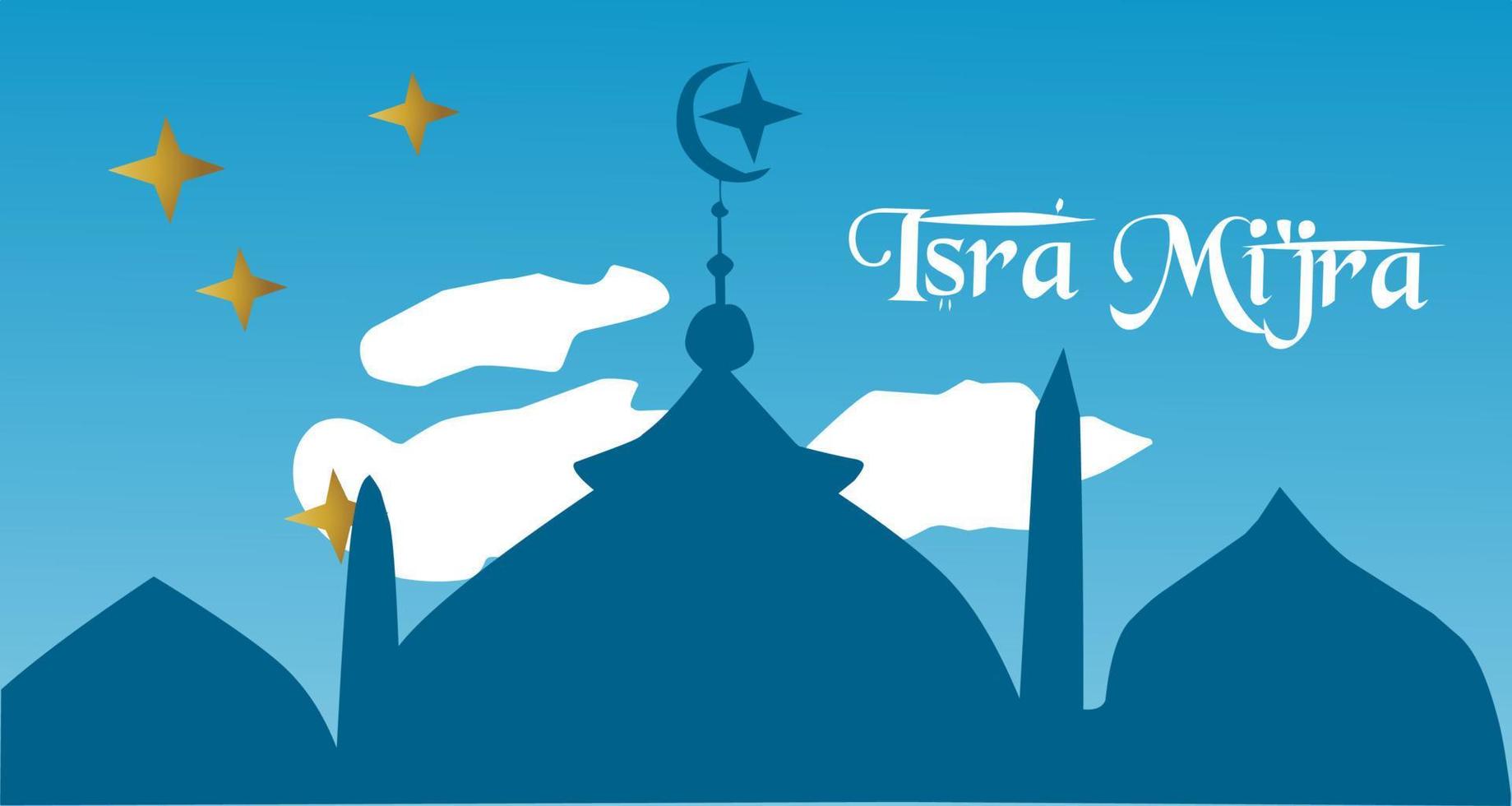 blue background isra mi'raj vector