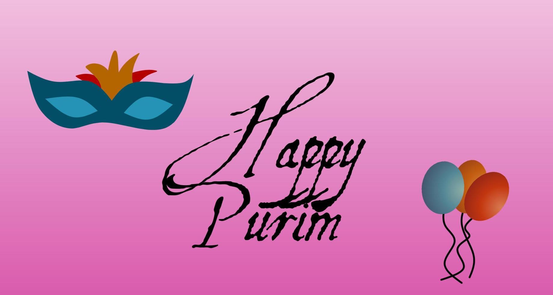 happy purim pink background. purim greeting card vector