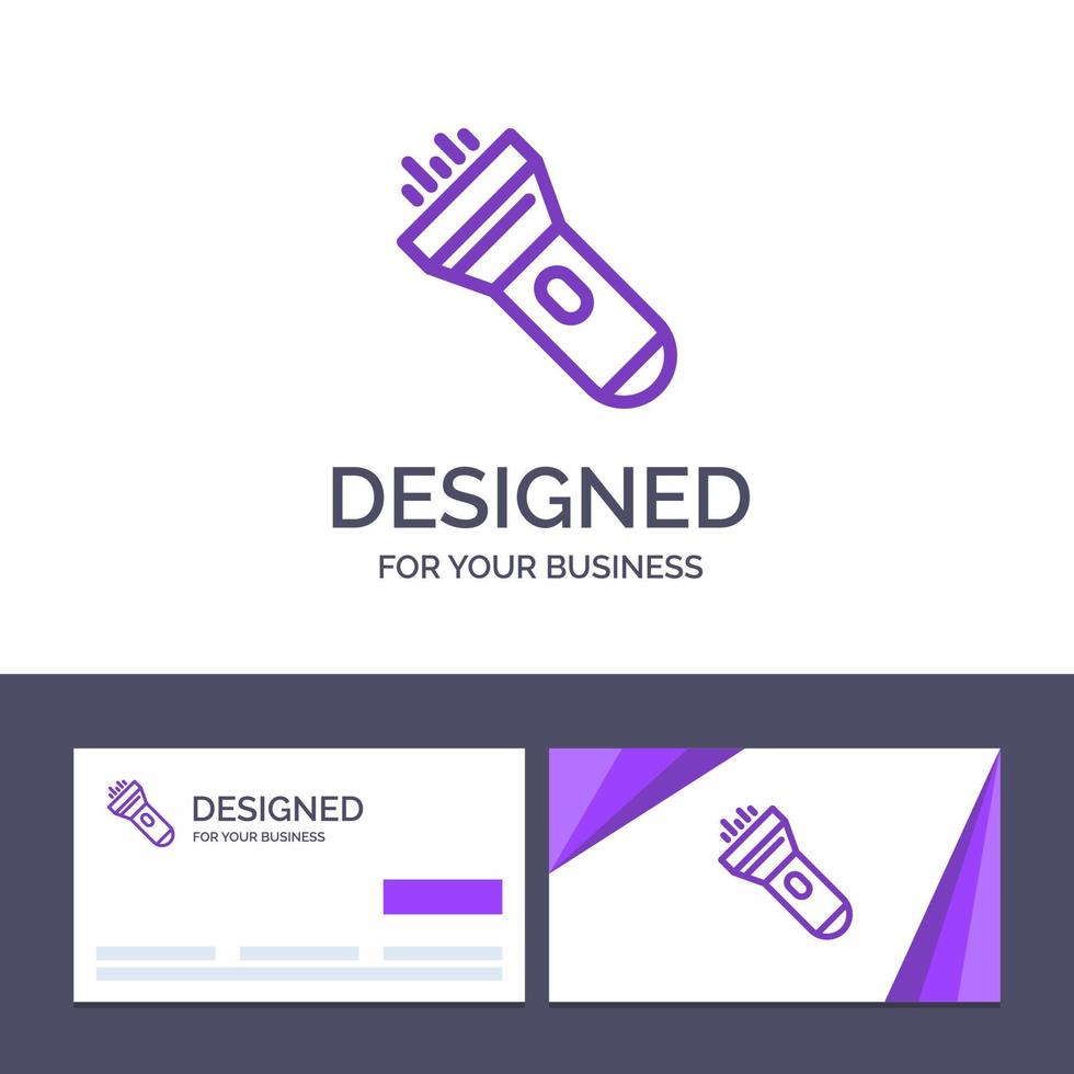 Creative Business Card and Logo template Flashlight Light Torch Flash Vector Illustration