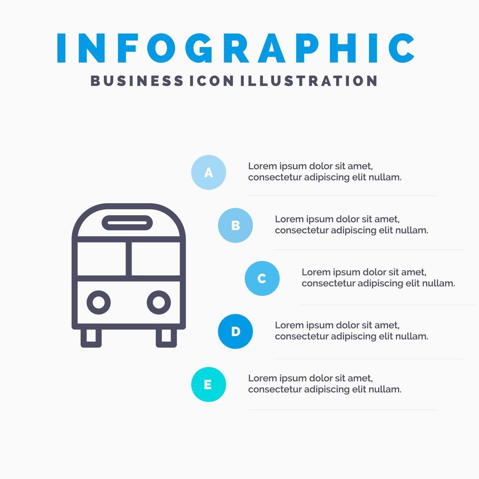 autobús automático entrega icono de línea de transporte logístico con fondo de infografía de presentación de 5 pasos vector