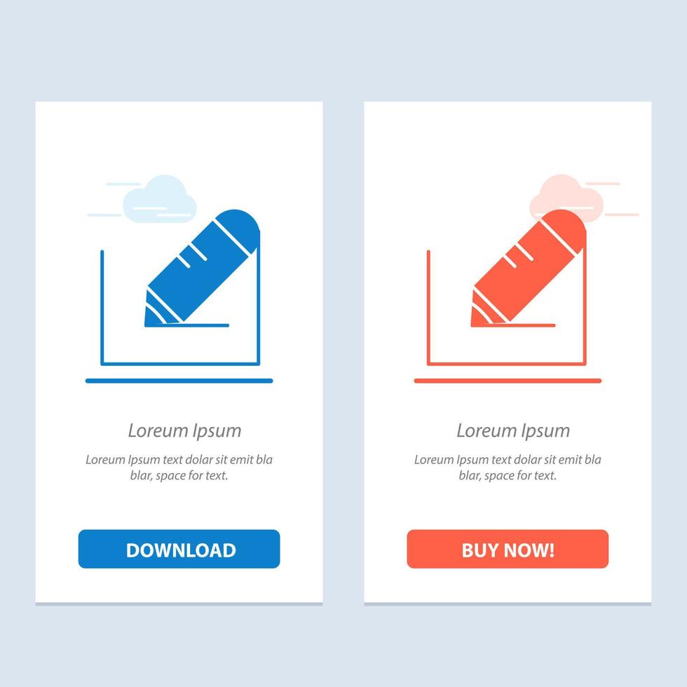 Pencil Write Text School  Blue and Red Download and Buy Now web Widget Card Template vector