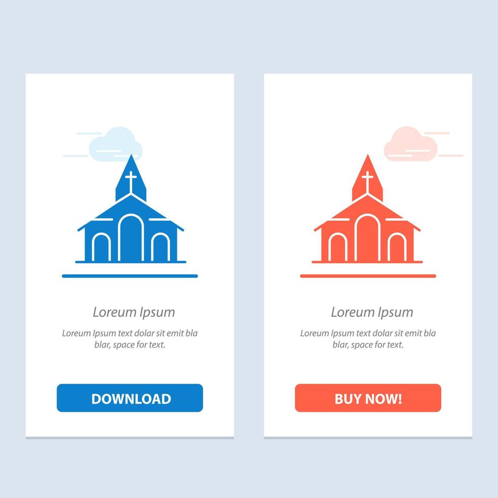 Building Christmas Church Spring  Blue and Red Download and Buy Now web Widget Card Template vector