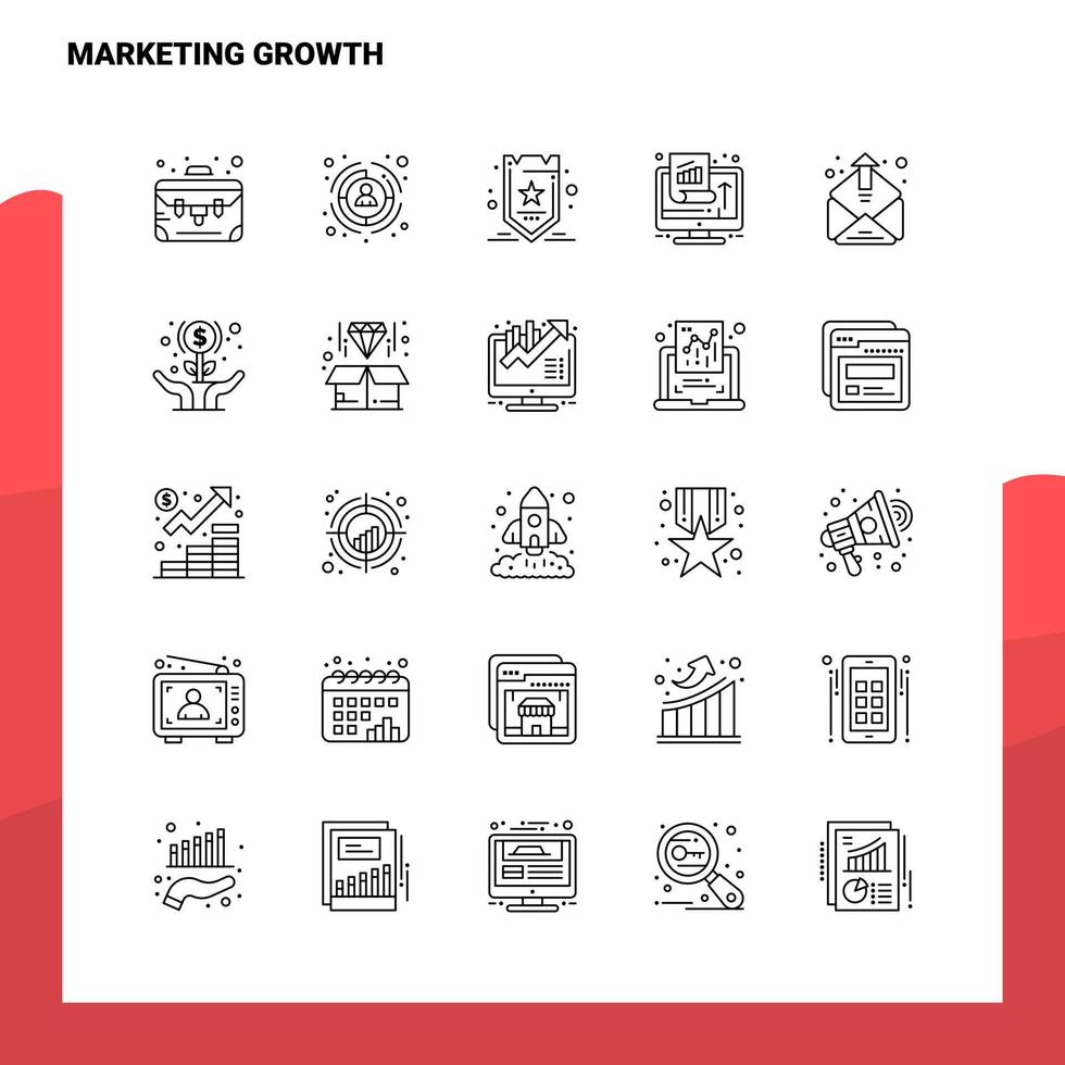 Set of Marketing Growth Line Icon set 25 Icons Vector Minimalism Style Design Black Icons Set Linear pictogram pack