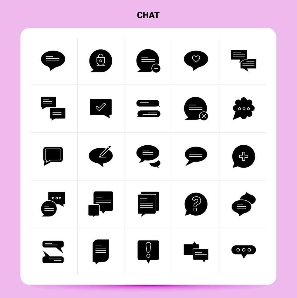 Solid 25 Chat Icon set Vector Glyph Style Design Black Icons Set Web and Mobile Business ideas design Vector Illustration