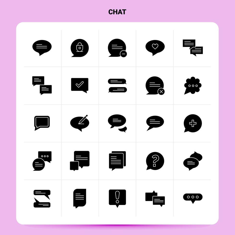 Solid 25 Chat Icon set Vector Glyph Style Design Black Icons Set Web and Mobile Business ideas design Vector Illustration