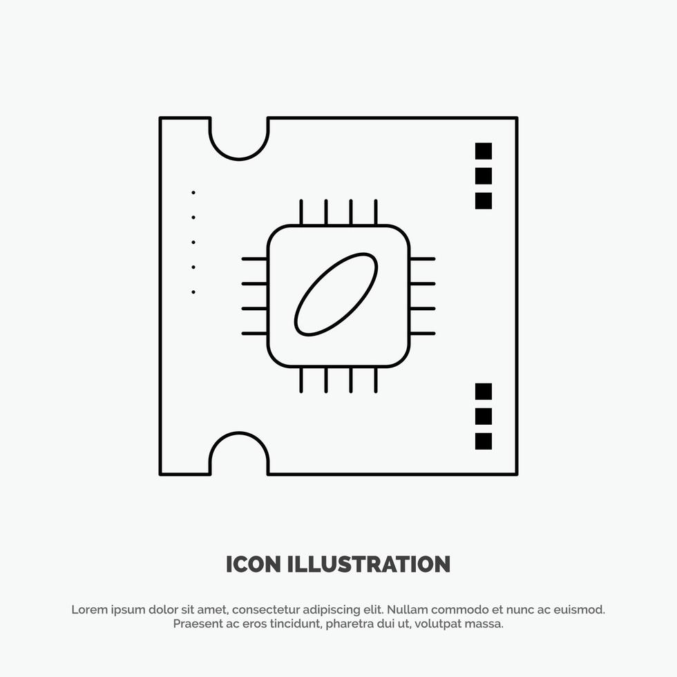 Cpu Microchip Processor Processor Chip Line Icon Vector