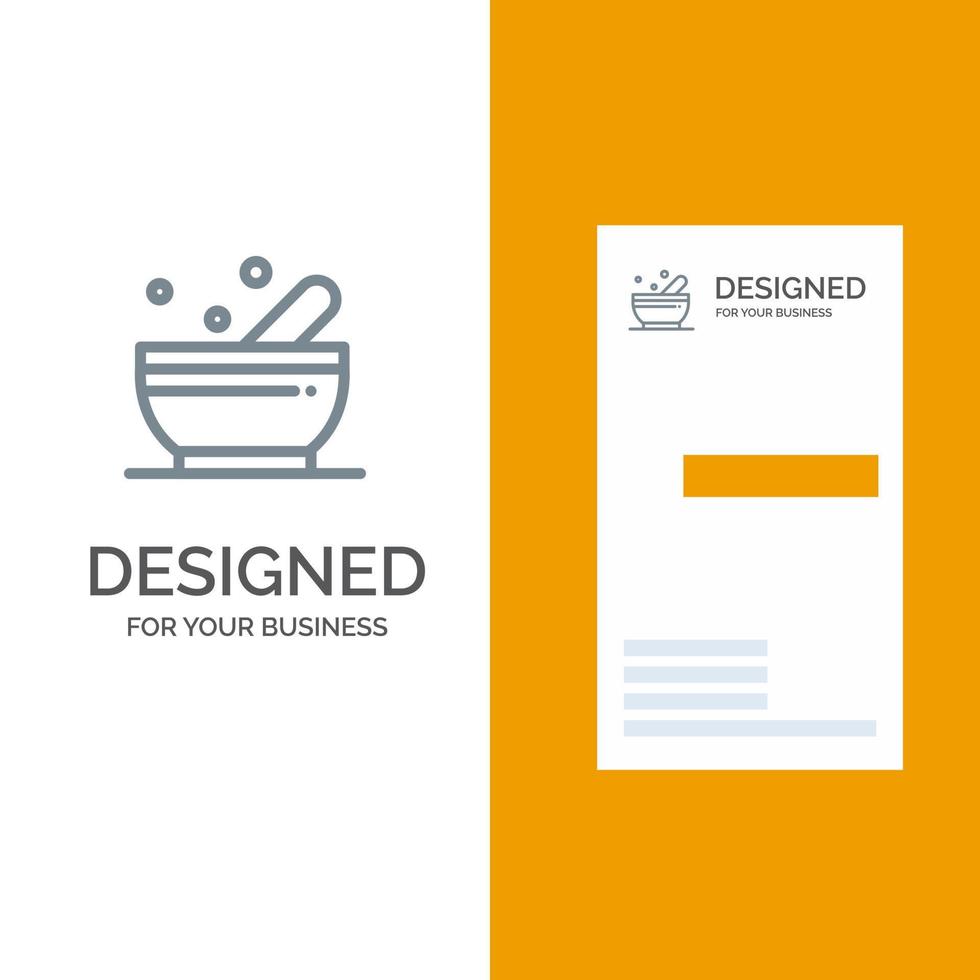 Bowl Soup Science Grey Logo Design and Business Card Template vector