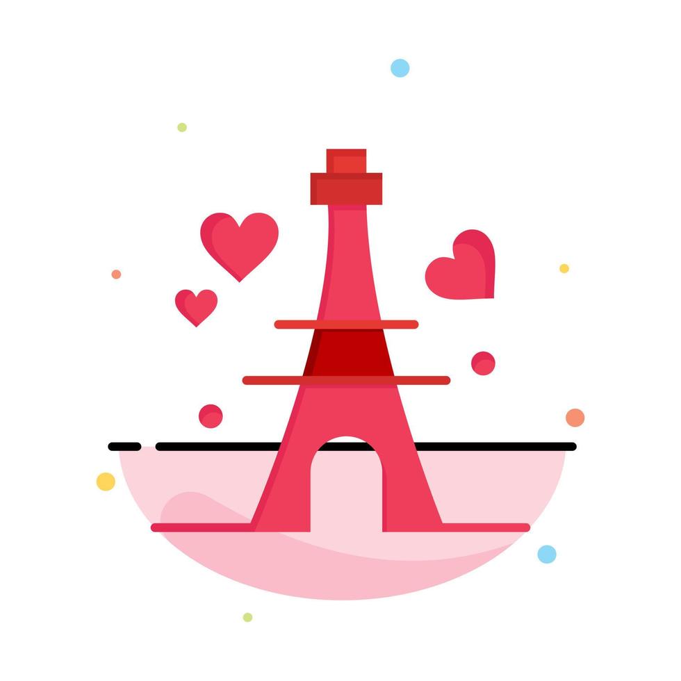 plantilla de icono de color plano abstracto de boda de corazón de amor de torre vector