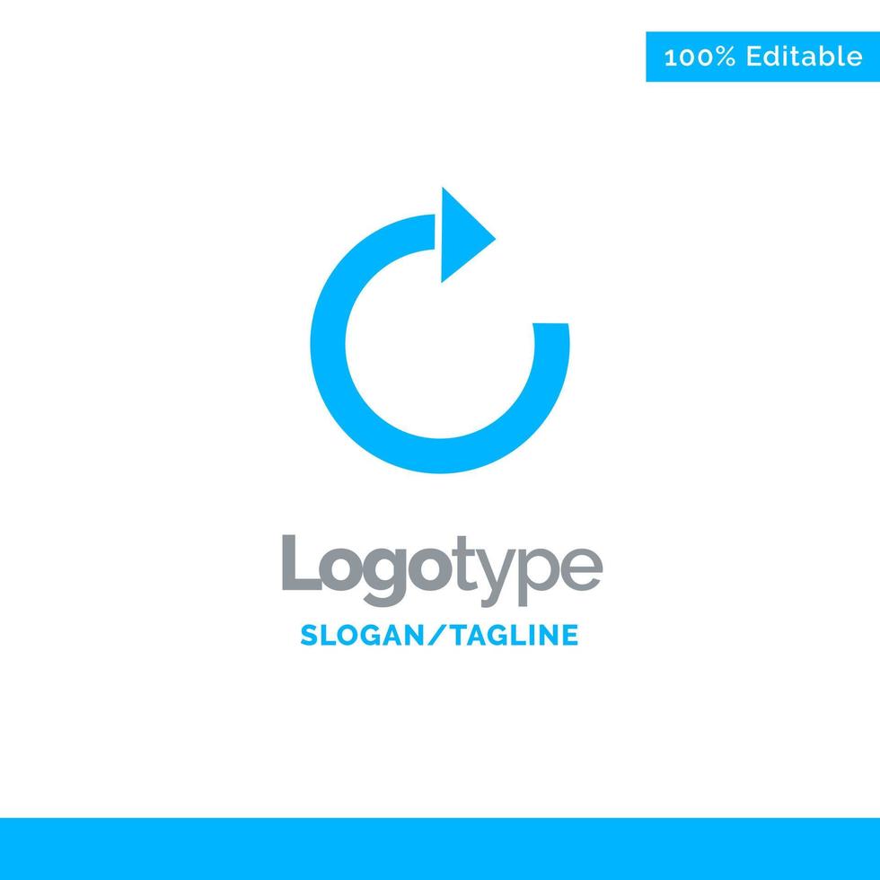 flecha restaurar actualizar plantilla de logotipo sólido azul lugar para eslogan vector