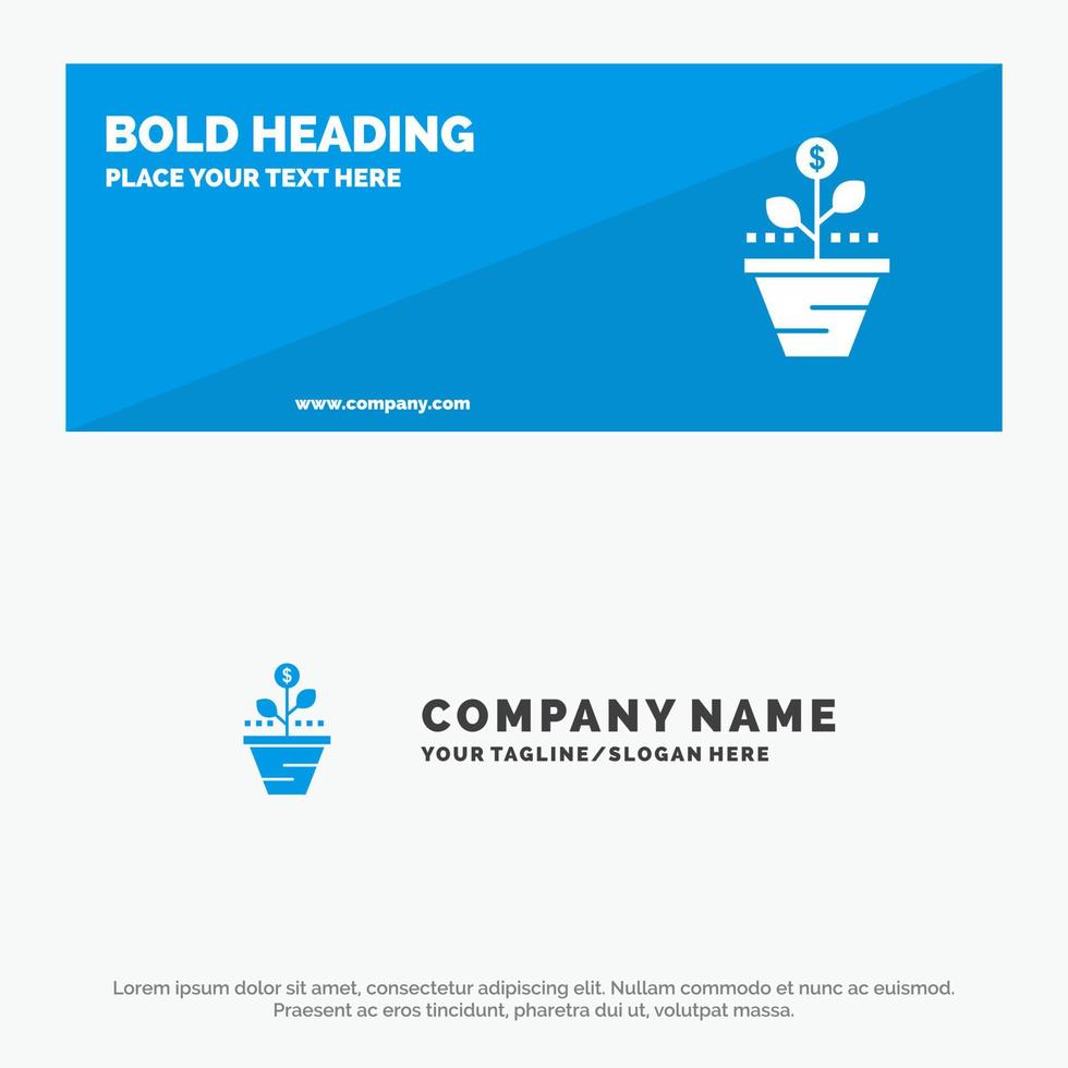 Growth Business Care Finance Grow Growing Money Raise SOlid Icon Website Banner and Business Logo Template vector