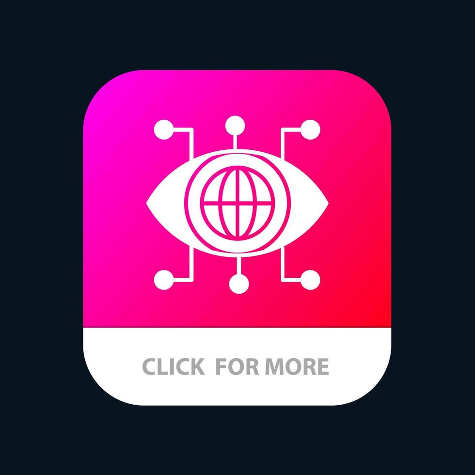 botón de aplicación móvil de visión de tecnología de administrador de datos versión de glifo de android e ios vector