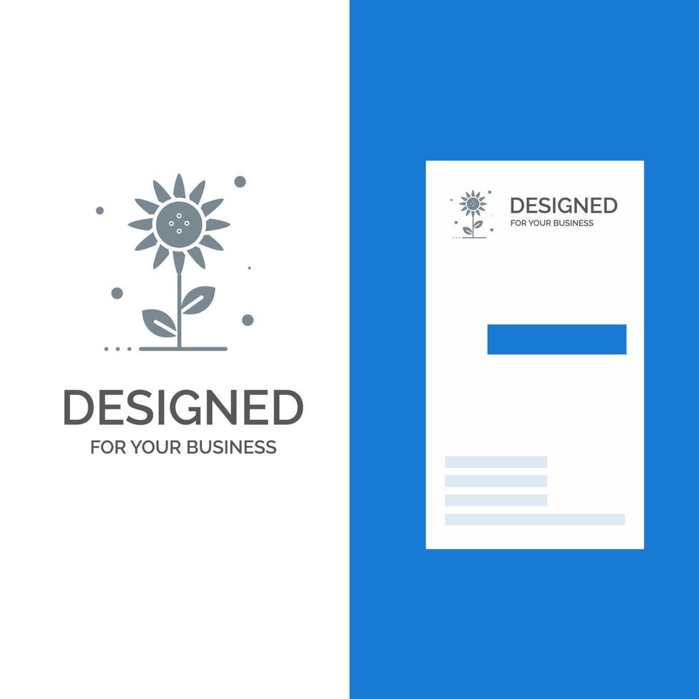 Sunflower Floral Nature Spring Grey Logo Design and Business Card Template vector