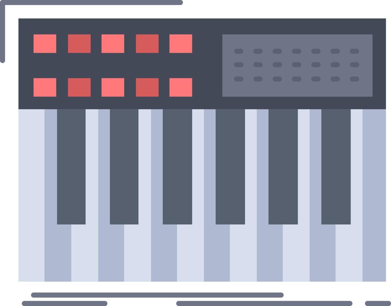 synth keyboard midi synthesiser synthesizer Flat Color Icon Vector