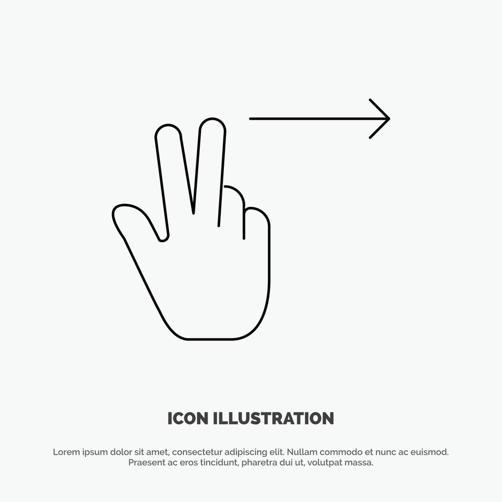 Fingers Gesture Right Line Icon Vector