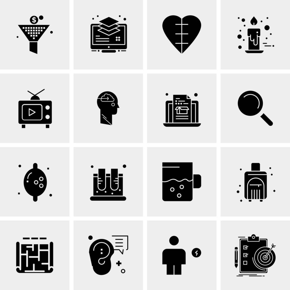 16 iconos de negocios universales vector ilustración de icono creativo para usar en proyectos relacionados con la web y dispositivos móviles