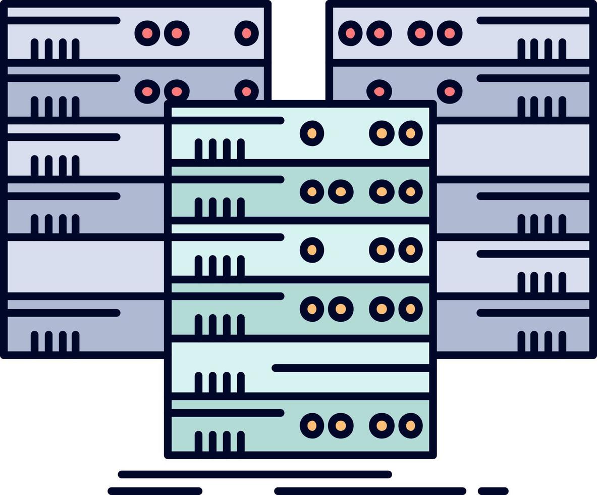 Center centre data database server Flat Color Icon Vector