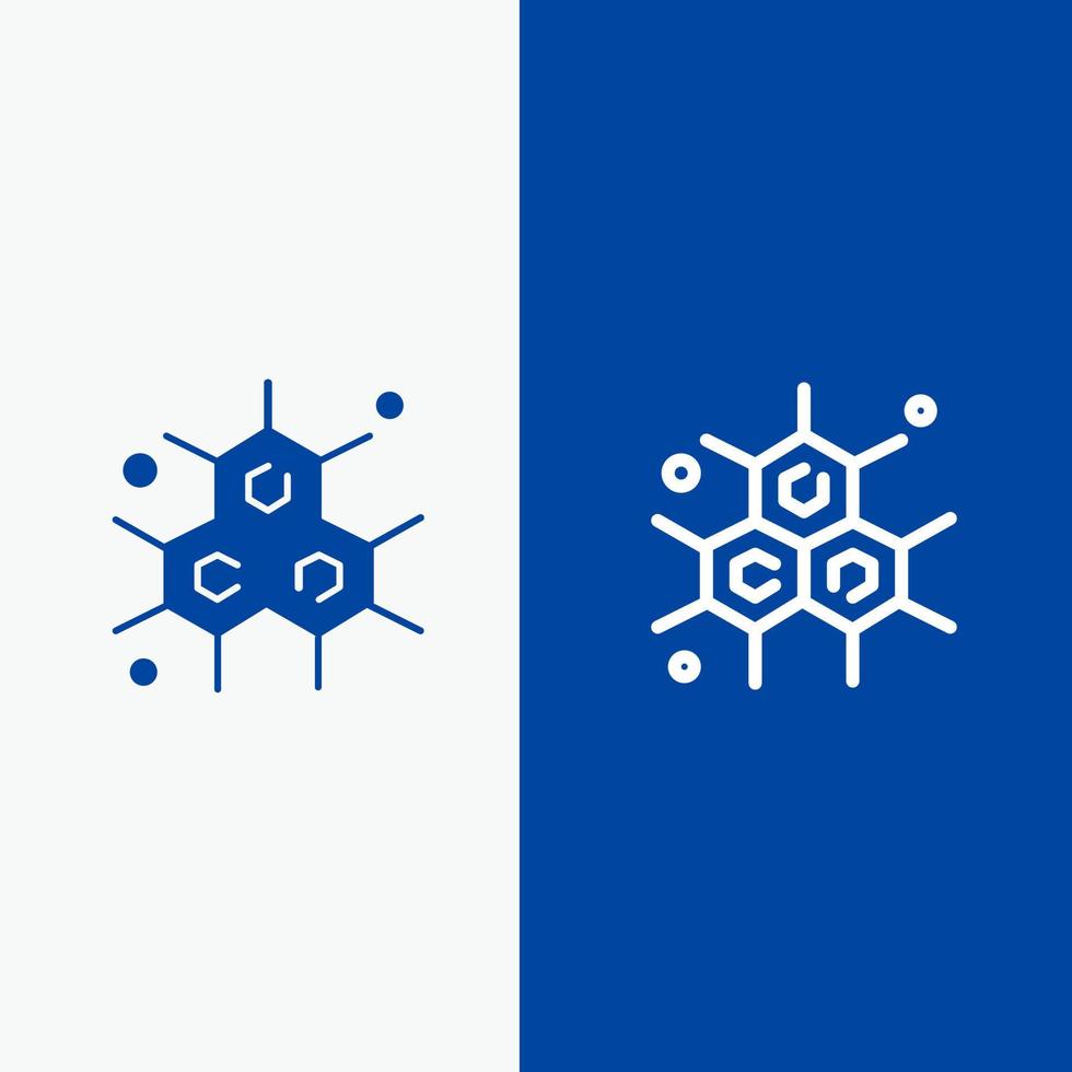 Chemist Molecular Science Line and Glyph Solid icon Blue banner Line and Glyph Solid icon Blue banner vector