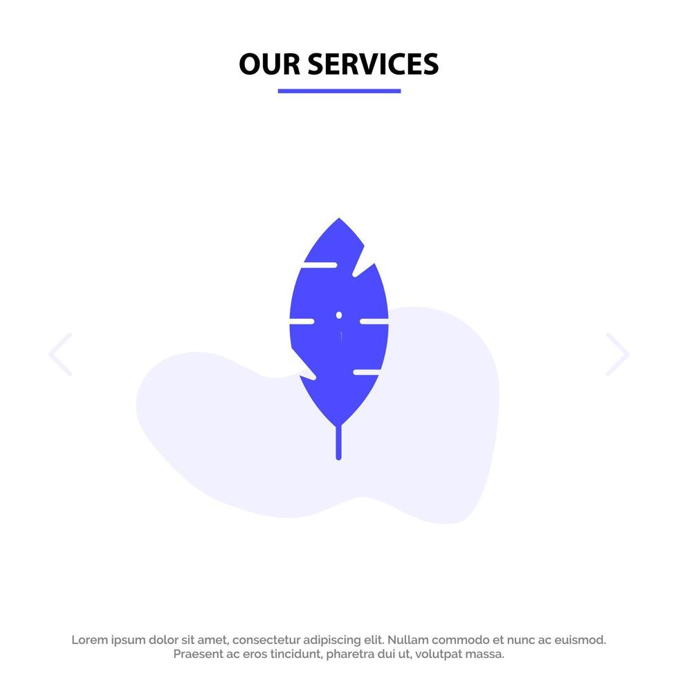 Our Services Feather Ink Write Solid Glyph Icon Web card Template vector