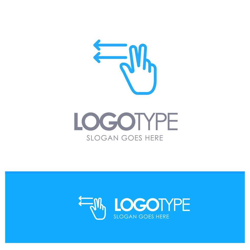 gesto de los dedos a la izquierda lugar del logotipo del contorno azul para el eslogan vector