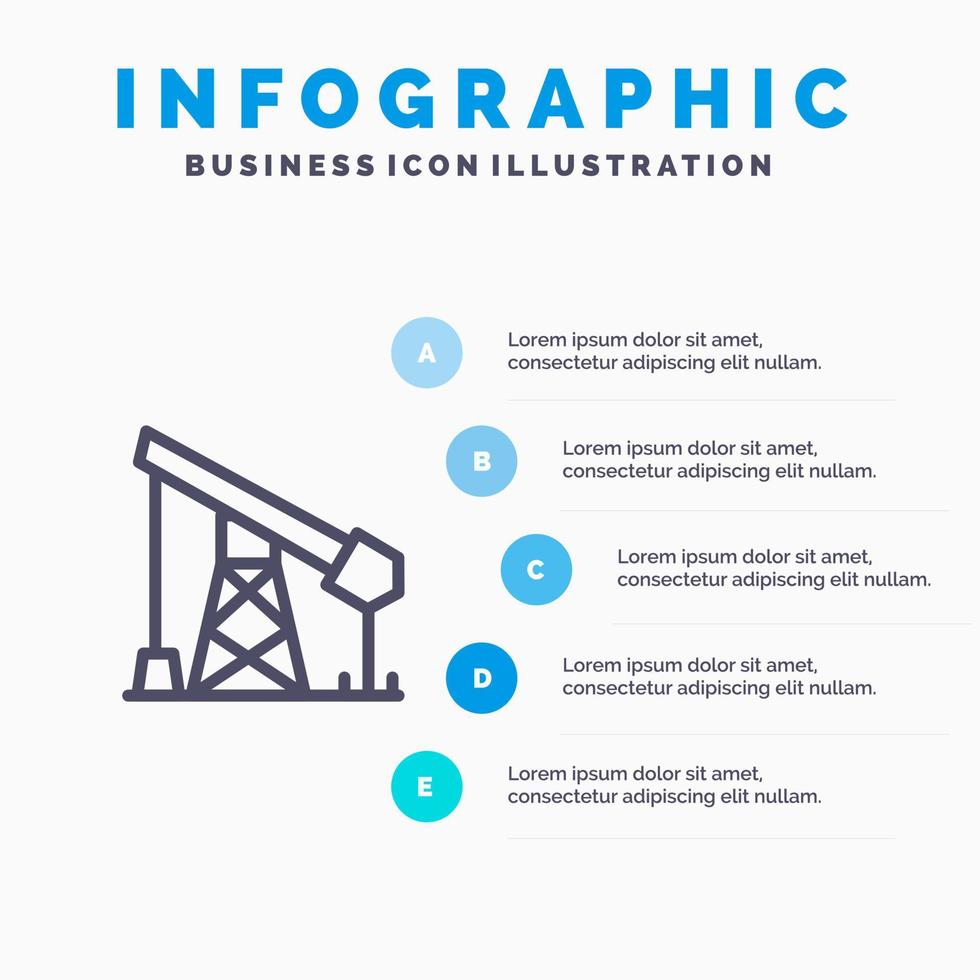 icono de línea de gas de petróleo de la industria de la construcción con fondo de infografía de presentación de 5 pasos vector