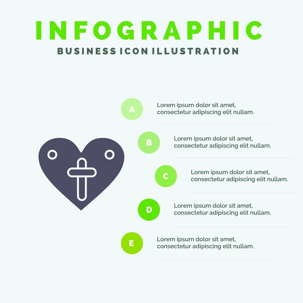 corazón amor pascua ama sólido icono infografía 5 pasos presentación antecedentes vector