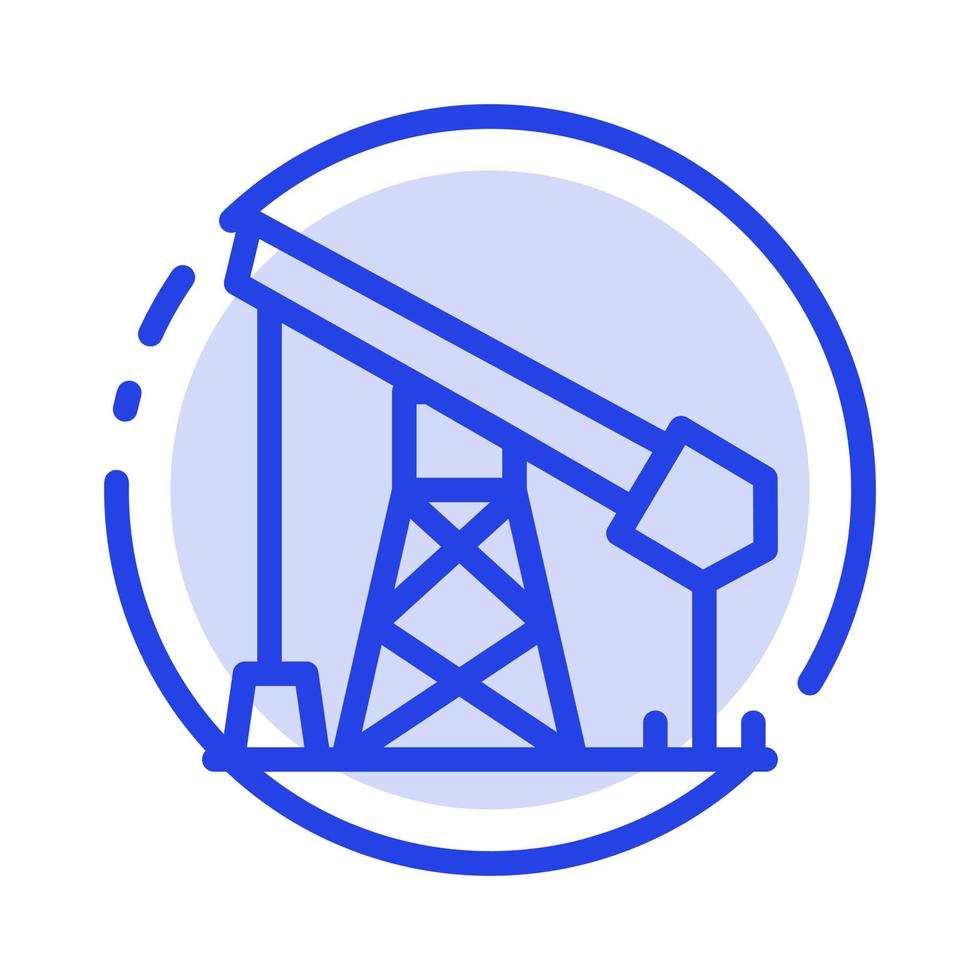 icono de línea de línea punteada azul de gas de petróleo de la industria de la construcción vector