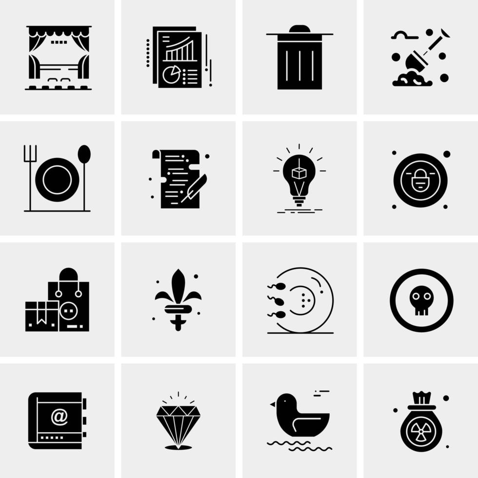 16 iconos de negocios universales vector ilustración de icono creativo para usar en proyectos relacionados con la web y dispositivos móviles