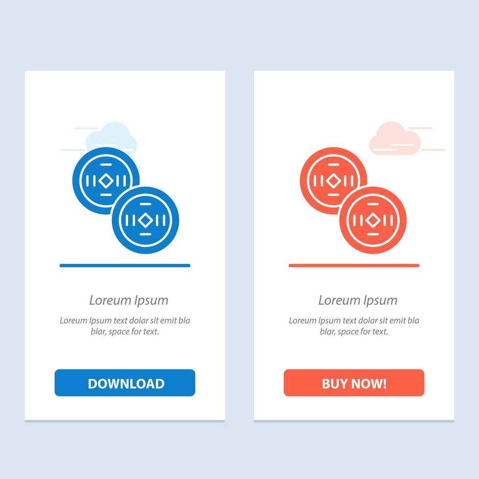 Coins China Chinese  Blue and Red Download and Buy Now web Widget Card Template vector