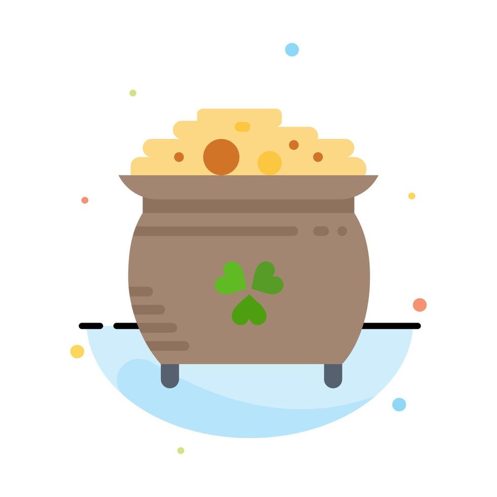 Clover Coin Gold Pot St Patrick Abstract Flat Color Icon Template vector