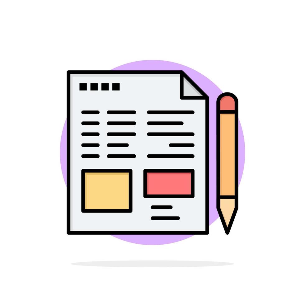 File Text Pencil Education Abstract Circle Background Flat color Icon vector