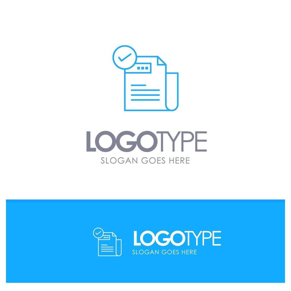 Check Checklist Feature Featured Features  Blue outLine Logo with place for tagline vector