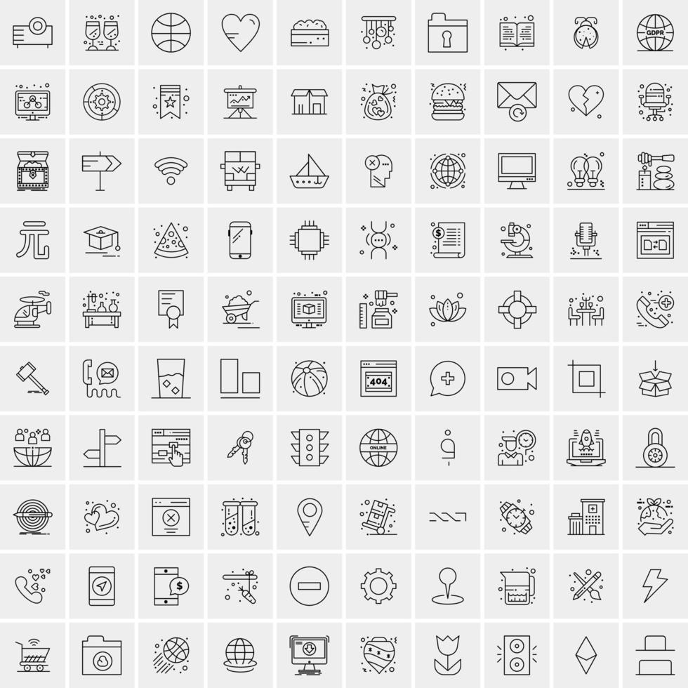 100 iconos de negocios para web y material impreso vector