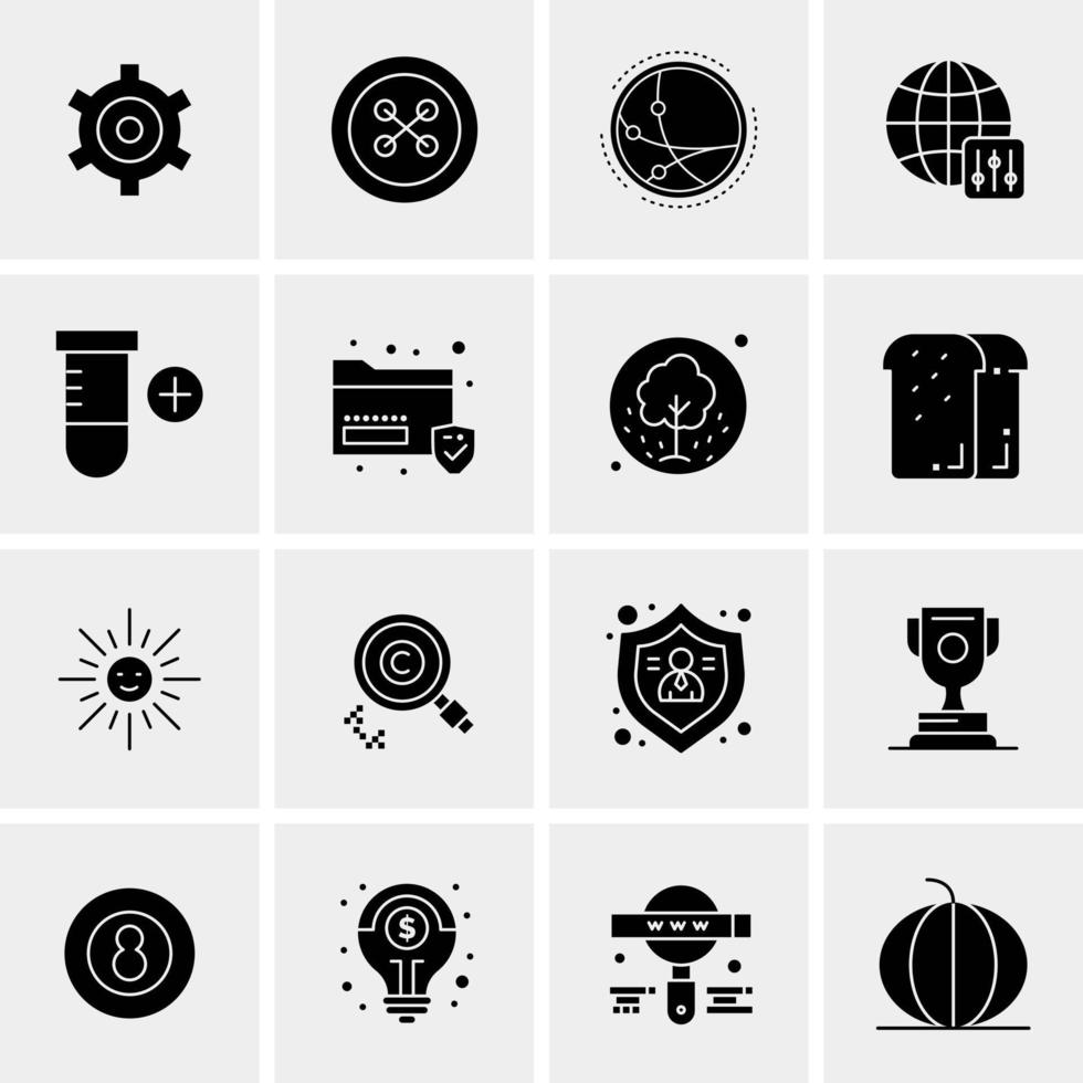 16 iconos de negocios universales vector ilustración de icono creativo para usar en proyectos relacionados con la web y dispositivos móviles