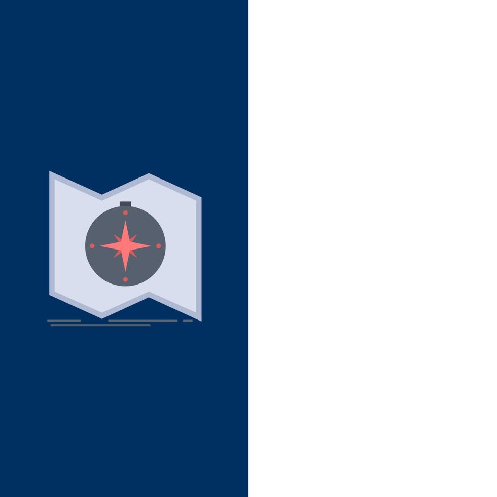Direction explore map navigate navigation Flat Color Icon Vector