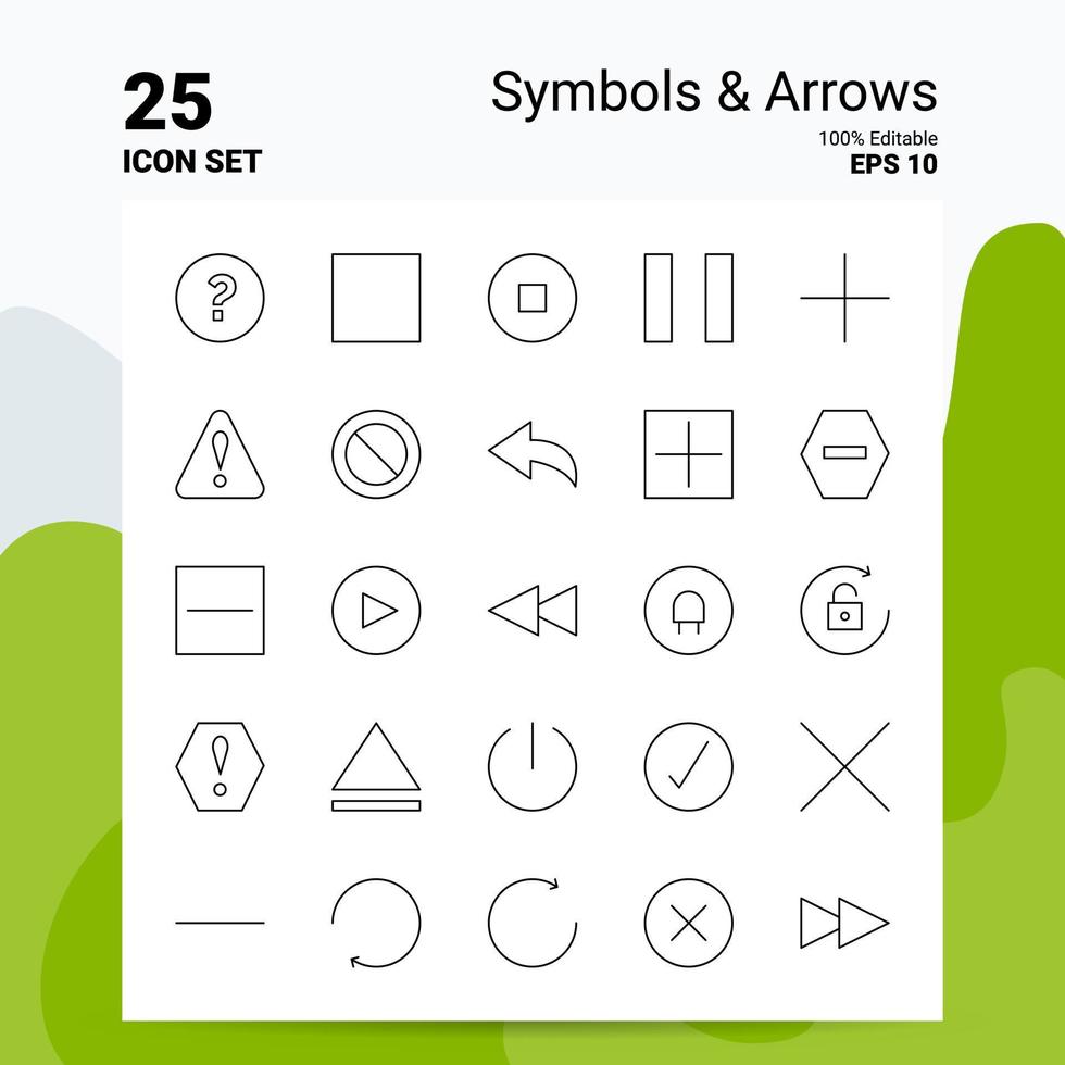25 Symbols Arrows Icon Set 100 Editable EPS 10 Files Business Logo Concept Ideas Line icon design vector